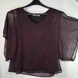Caro's Women's Purple/Black Winged Sleeved Blouse Size M